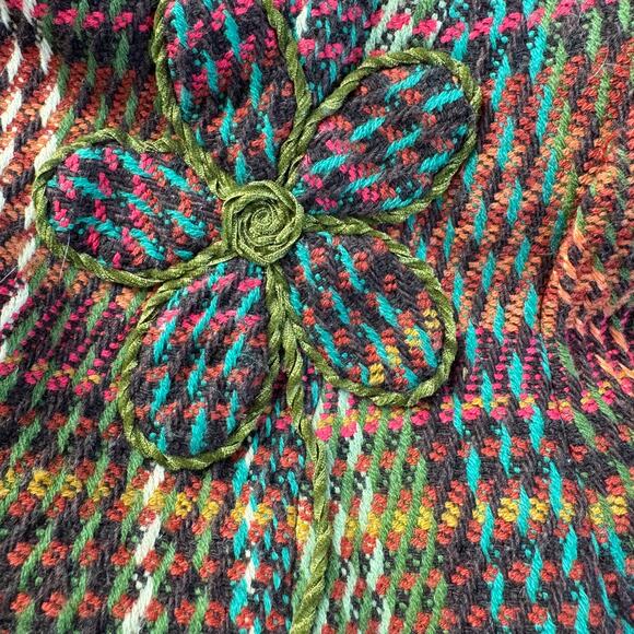 Tres Jolie Colorful Fall Tweed Blazer-Fringe, Flower Embroidered, Preppy Size 8 - Picture 3 of 9